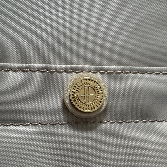 Harrods Beige Tote with Brown Leather Handles and Gold Button - Picture 4 of 8